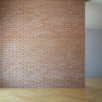 Empty room with brick wall, 3d rendering Stock Illustration