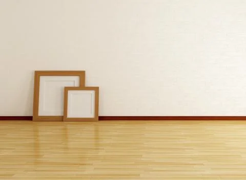 Empty room with brick wall and frame Stock Illustration