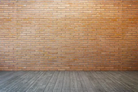 Empty room with brick wall and wood floor Stock Illustration