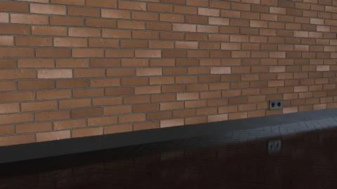 Empty room with brick wall and parquet flooring Stock Illustration