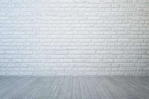 Empty room with brick wall and concrete floor Stock Illustration