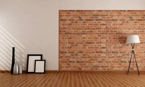 Empty room with brick wall Illustrazione stock