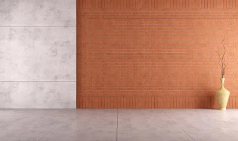 Empty room with brick wall Stock Illustration