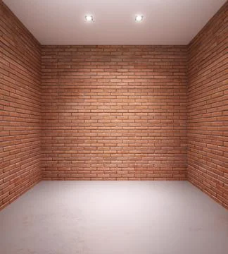 Empty room with brick walls, 3d rendering Stock Illustration