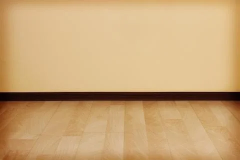 Empty room with clean wall and wooden floor. Stock Photos