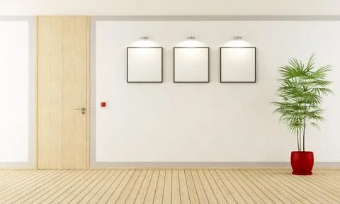 Empty room with closed door Stock Illustration