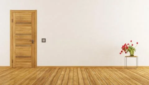 Empty room with closed door Stock Illustration