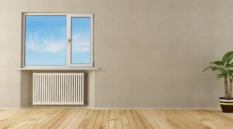 Empty room with closed window Stock Illustration