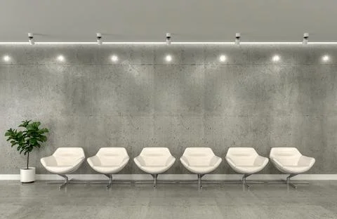 Empty room concrete empty wall chairs in line Stock Illustration