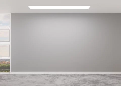 Empty room, concrete floor and gray wall. Only wall and floor. Mock up interior Stock Illustration