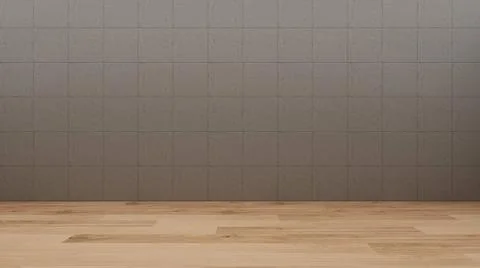 Empty room with concrete stone wall and wooden floor Stock Illustration