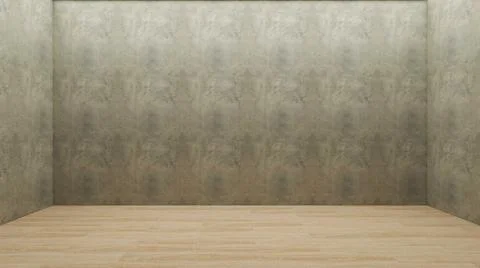 Empty room with concrete stone wall and parquet wooden floor Stock Illustration