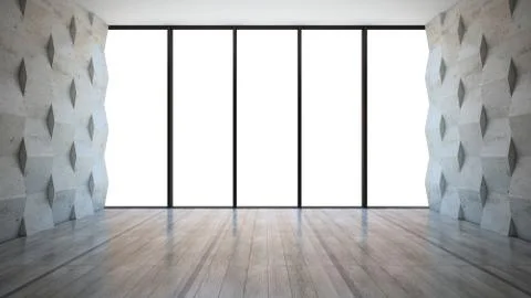 Empty room with concrete wall panels Stock Illustration