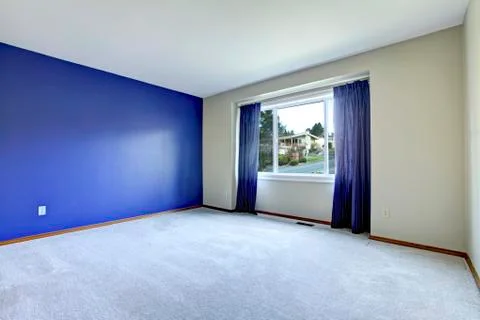 Empty room with a conctrast royal wall Stock Photos