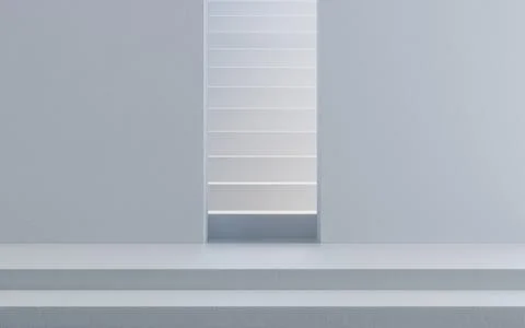 An empty room containing stairs, 3d rendering. Illustrazione stock