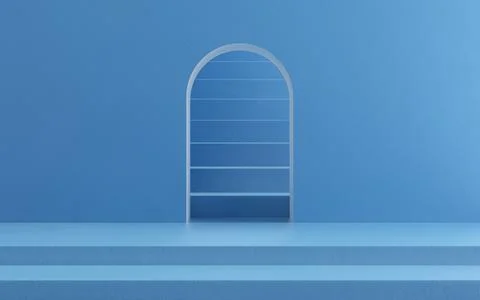 An empty room containing stairs, 3d rendering. Stock Illustration