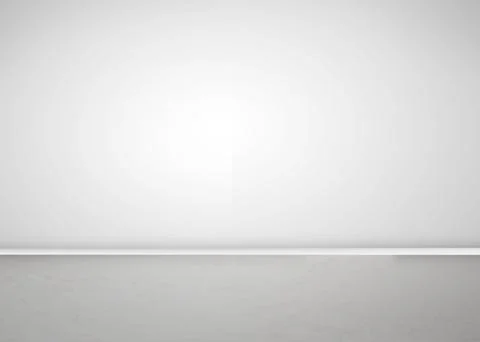 Empty room corner is being shown in flat design featuring white gradient wall Stock Photos