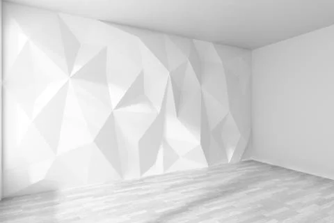 Empty room corner with rumpled wall and white parquet floor Stock Illustration