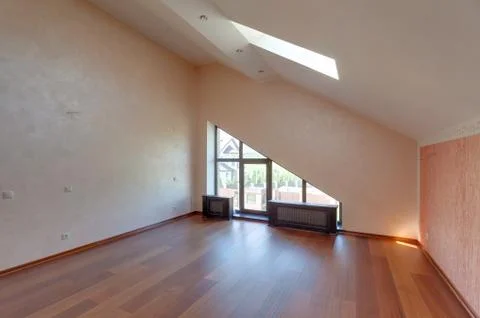 Empty room in the cottage. attic Stock Photos