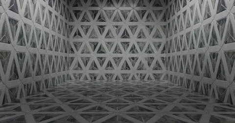 Empty room covered with triangular tiles 3d-rendering Stock Illustration