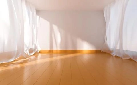 Empty room with curtains, 3d rendering. Stock Illustration