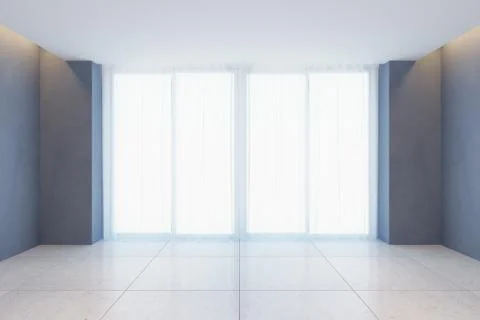 Empty room with curtains on window Stock-Illustration