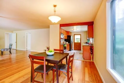 Empty room with dining table set Stock Photos