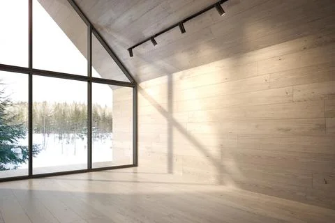 Empty room of a forest house 3D rendering Stock Illustration