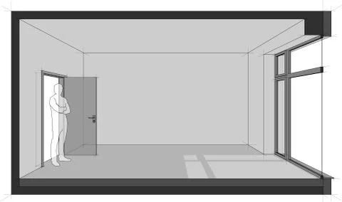 Empty room with french window Stock Illustration