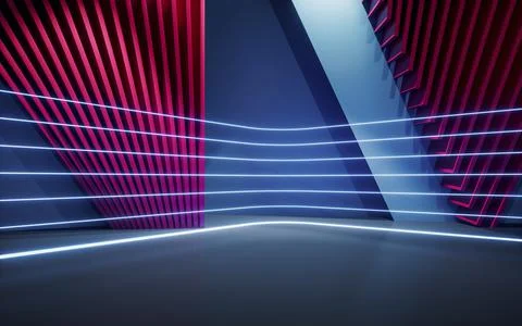 Empty room with geometric structure, 3d rendering. Stock Illustration