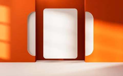 Empty room with geometry shapes, 3d rendering. Stock Photos
