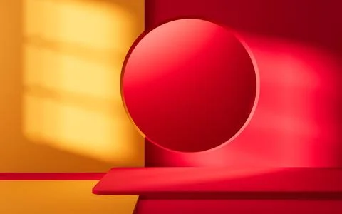 Empty room with geometry shapes, 3d rendering. Stock Photos
