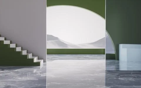 Empty room with geometry structure, 3d rendering. Ilustración de archivo