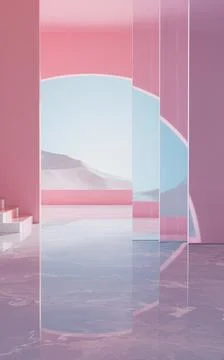 Empty room with geometry structure, 3d rendering. イラスト素材