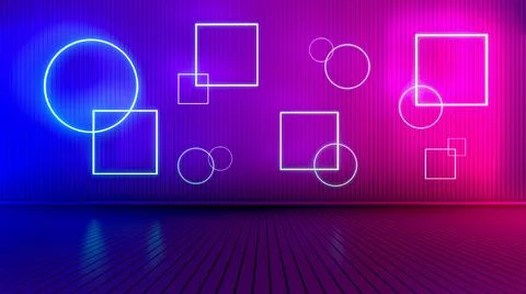 Empty room with glowing lines. Stock Illustration