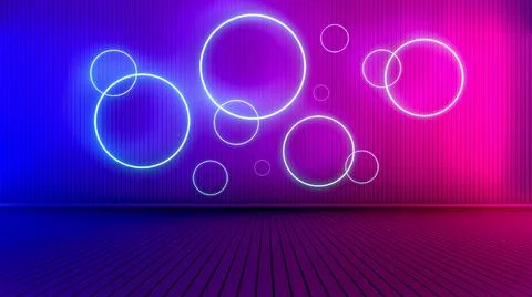 Empty room with glowing lines. Illustration