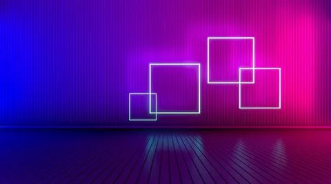 Empty room with glowing lines. Illustration