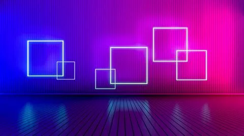 Empty room with glowing lines. Stock Illustration