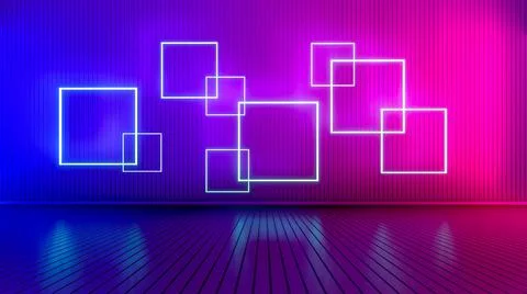 Empty room with glowing lines. Stock Illustration