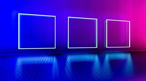 Empty room with glowing lines. Stock-Illustration