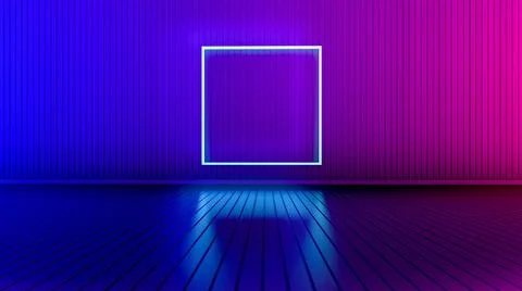 Empty room with glowing lines. Stock Illustration