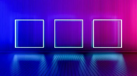 Empty room with glowing lines. Stock Illustration