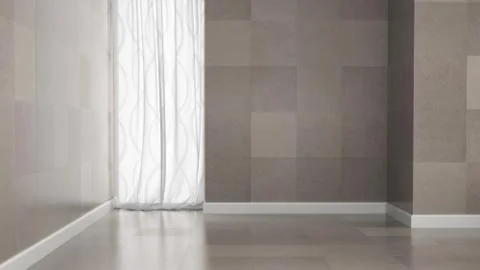 Empty room with granite tile walls 3D rendering Stock Illustration