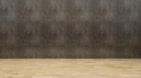 Empty room with gray stone wall and wooden floor Stock Illustration