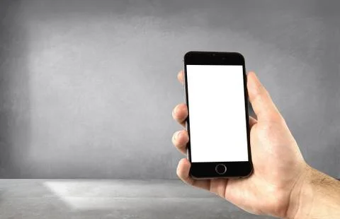 Empty room with a gray wall mockup, Background Phone, screen Foto stock