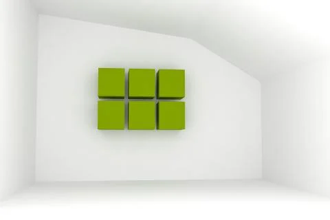 Empty room with green box Stock Illustration