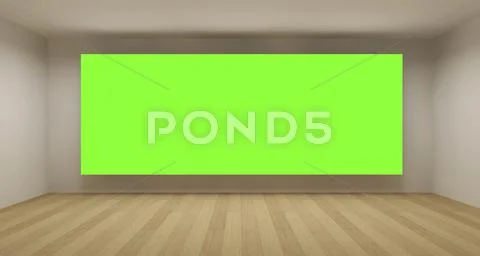 Empty room with green chroma key backdrop, 3d art concept, clean space Stock Illustration