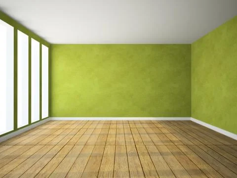 Empty room in green colour Stock Illustration