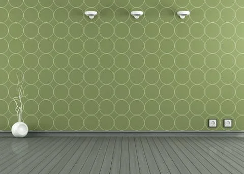 Empty room with green wallpaper Stock Illustration
