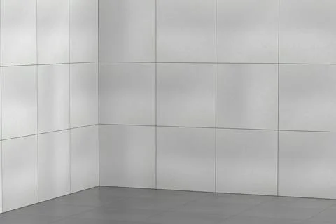 Empty room with grey ceramic tiles Stock Illustration
